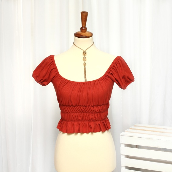 Forever 21 Tops - New! Forever 21 Ribbed Smocked Crop Top